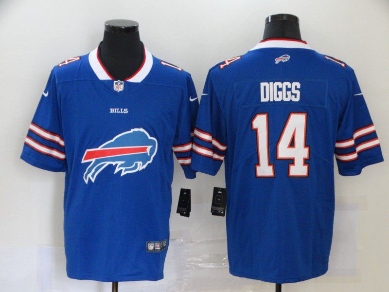 Men Buffalo Bills 14 Diggs Blue Nike Team logo fashion NFL Jersey